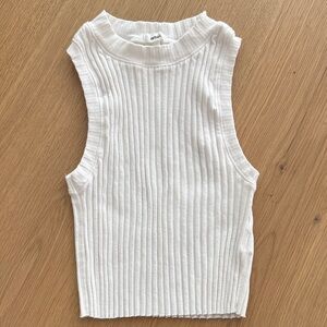 Aerie White Ribbed Tank Top